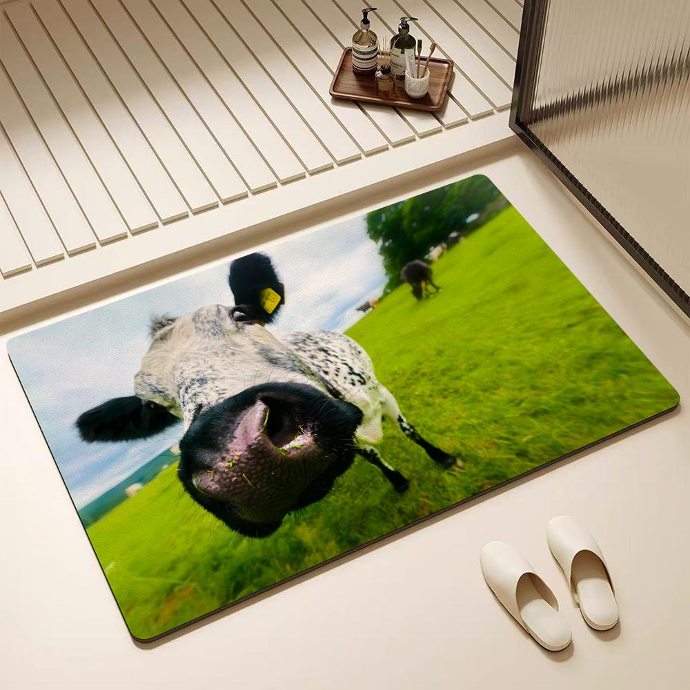 Cow Mat Rubber - Abstract Cow Animal KWaii フロアマット 珪藻土バスマット