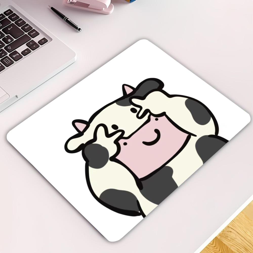 かわいい猫牛ジェスチャーパターンの小さなマウスパッド、滑り止 - Cow Mat Rubber のレビューと価格