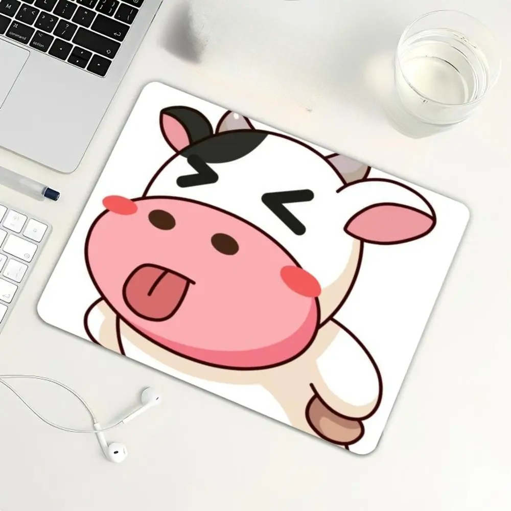かわいい猫牛ジェスチャーパターンの小さなマウスパッド、滑り止 - Cow Mat Rubber のレビューと価格