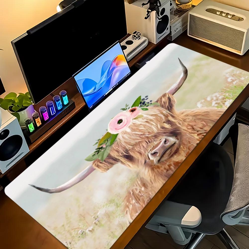 ハイランドカウピンクフローラル大型デスクマット滑り止めステッ - Cow Mat Rubber のレビューと価格