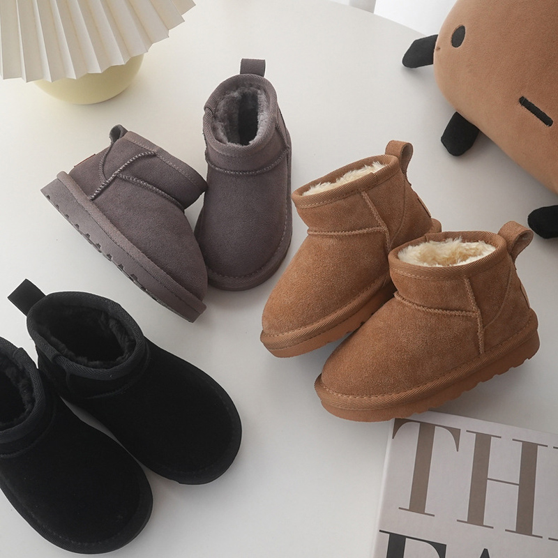 子供冬のスノーブーツ赤ちゃん牛スエードアッパー暖かいブーツ厚 - Cow Mat Rubber のレビューと価格