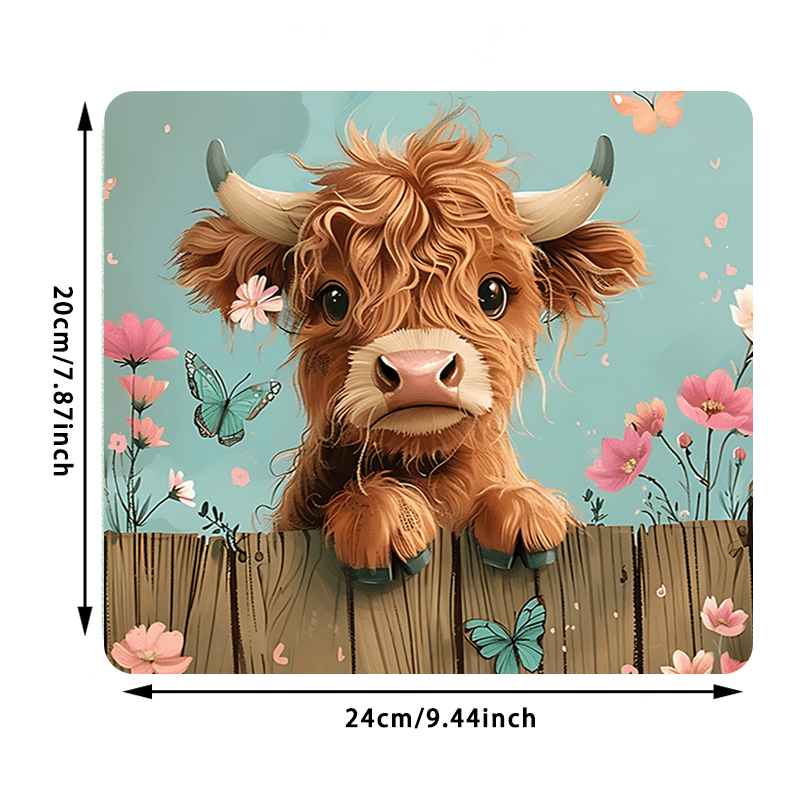 ブランドキュートハイランドカウマウスパッド花柄蝶デザインノン - Cow Mat Rubber のレビューと価格