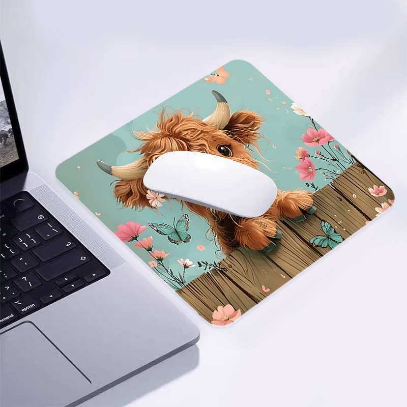 ブランドキュートハイランドカウマウスパッド花柄蝶デザインノン - Cow Mat Rubber のレビューと価格