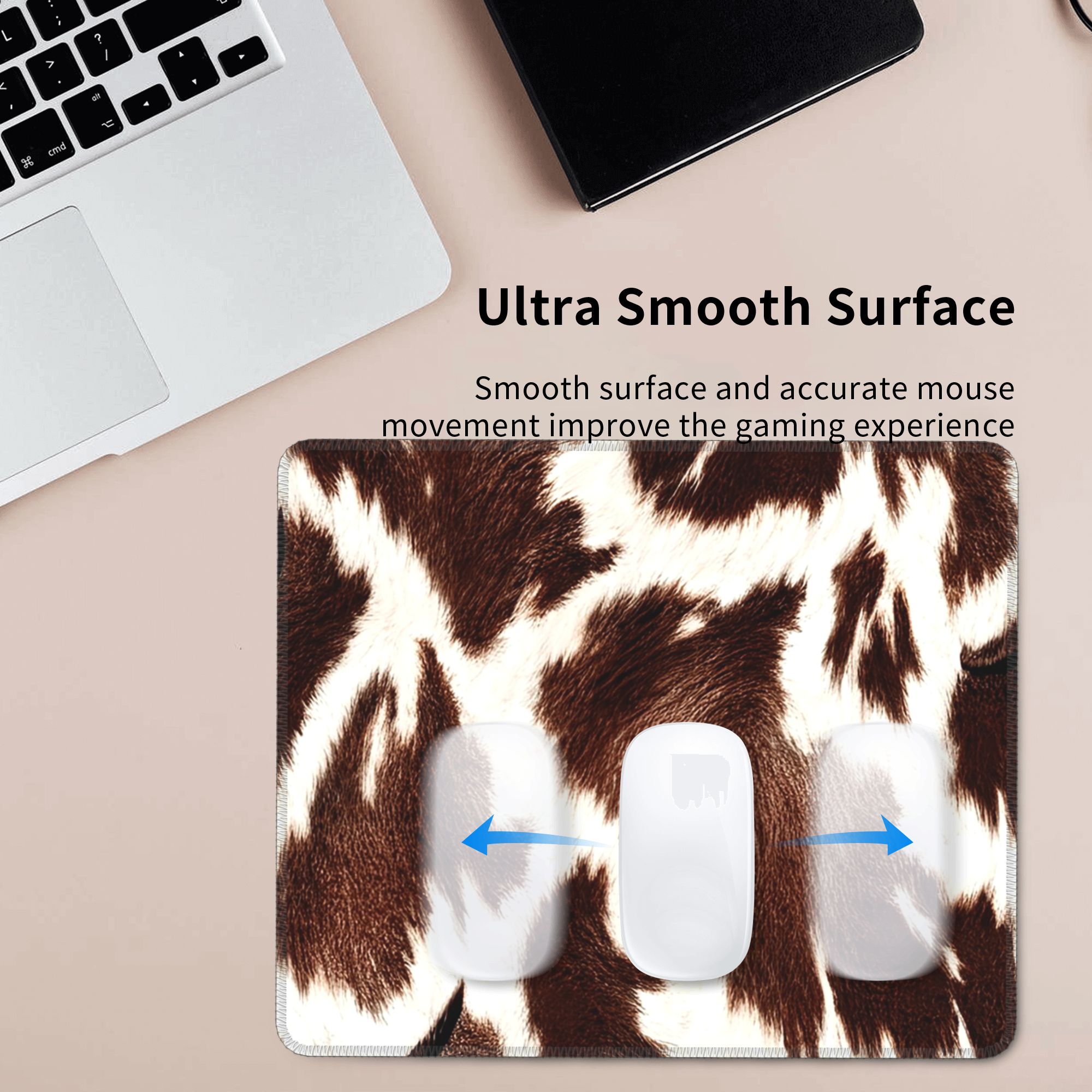 牛皮パターンマウスパッドコンピュータキーボードマウスマットゲ - Cow Mat Rubber のレビューと価格