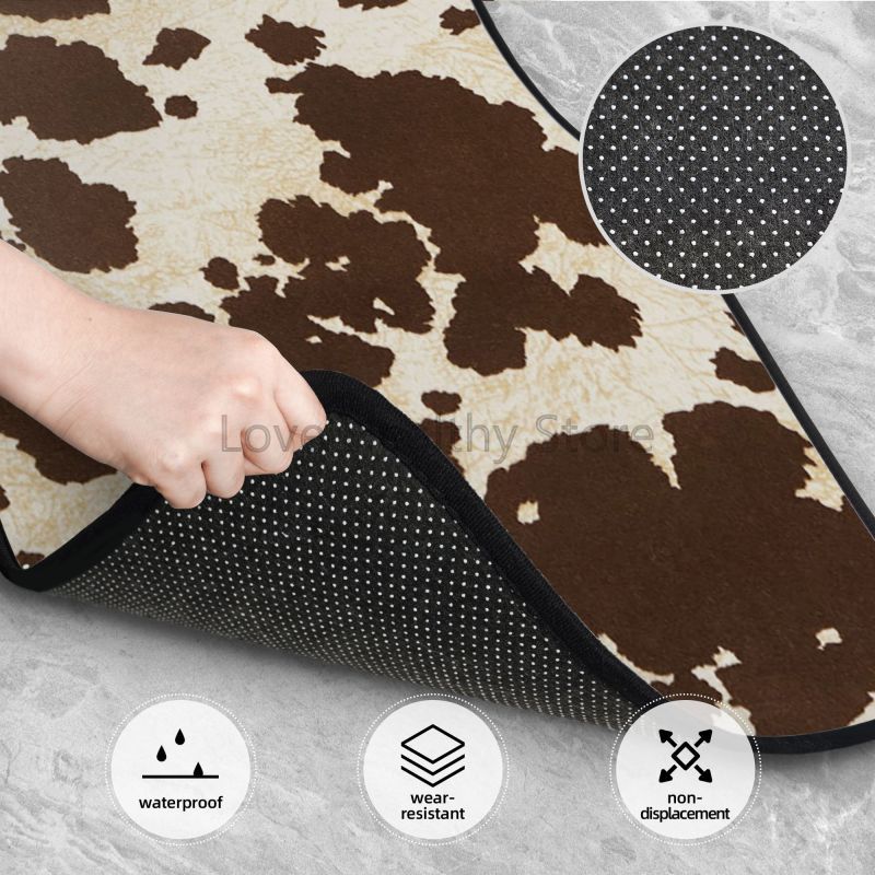 牛車フロアマット 4 個セット ブラウン牛アニマルプリント車 - Cow Mat Rubber のレビューと価格